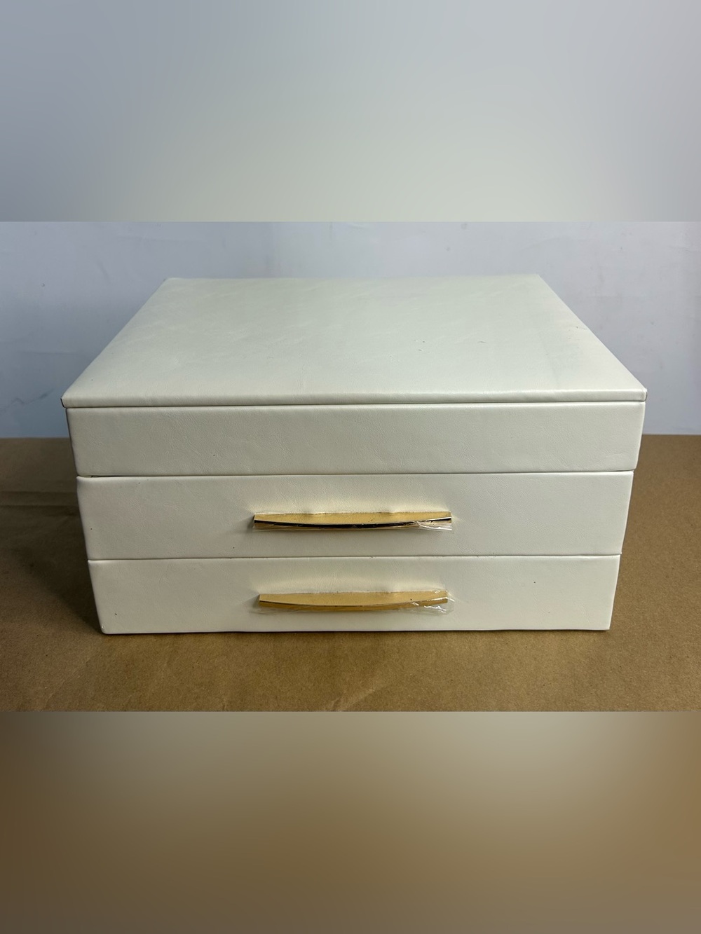 Off White Multi-Tier Vegan Leather Jewelry Box